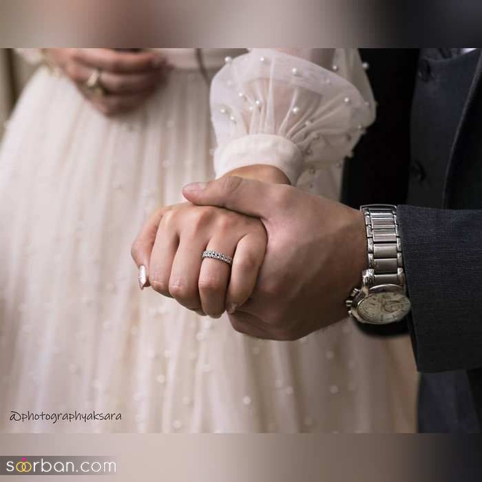 ایده ژست عکاسی با حلقه ازدواج در جشن عقد