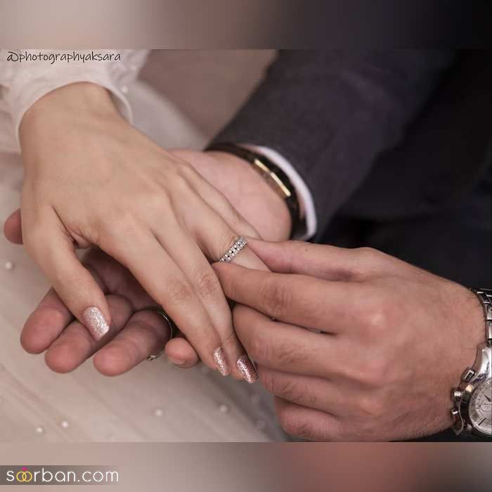 ایده ژست عکاسی با حلقه ازدواج در جشن عقد
