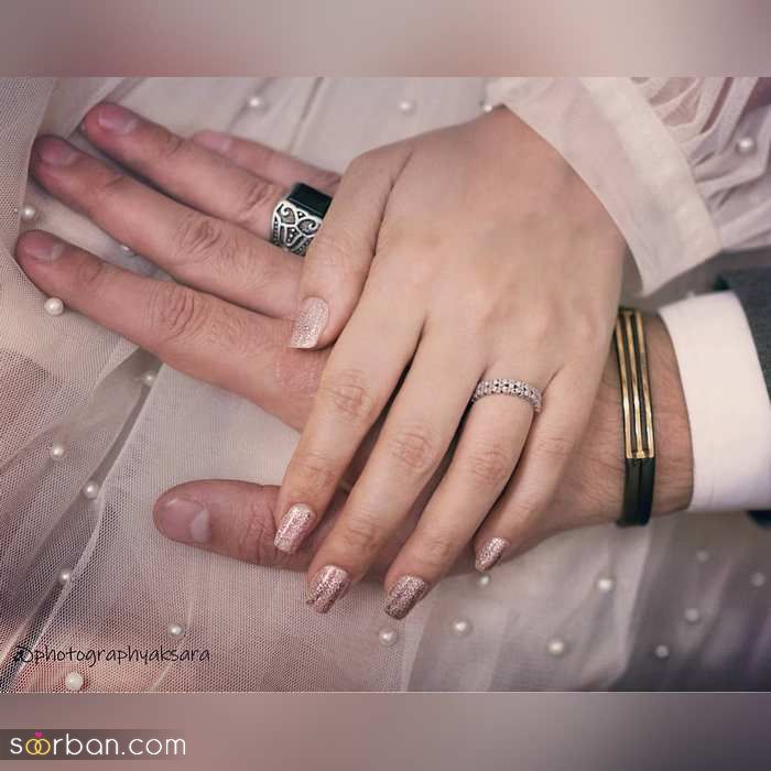 ایده ژست عکاسی با حلقه ازدواج در جشن عقد