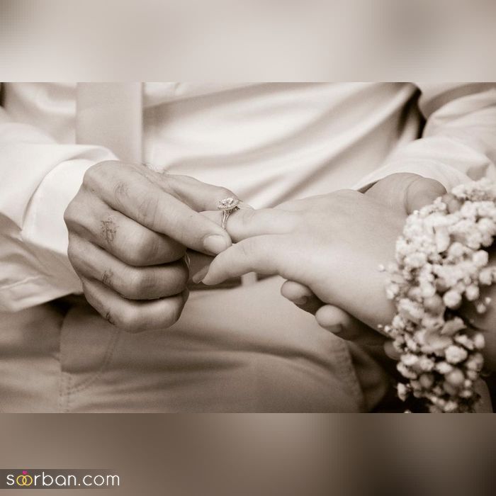 ایده ژست عکاسی با حلقه ازدواج در جشن عقد