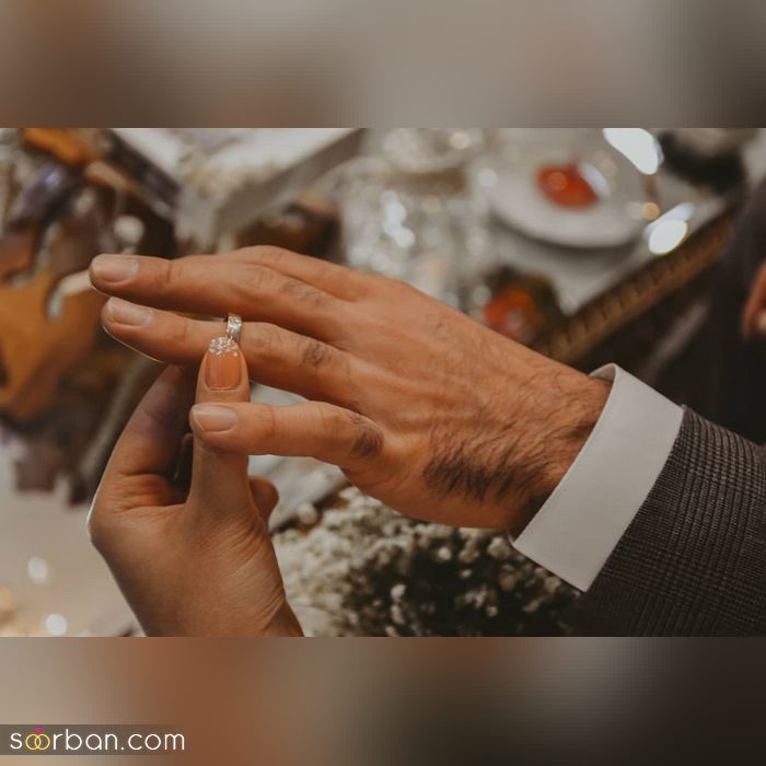 ایده ژست عکاسی با حلقه ازدواج در جشن عقد