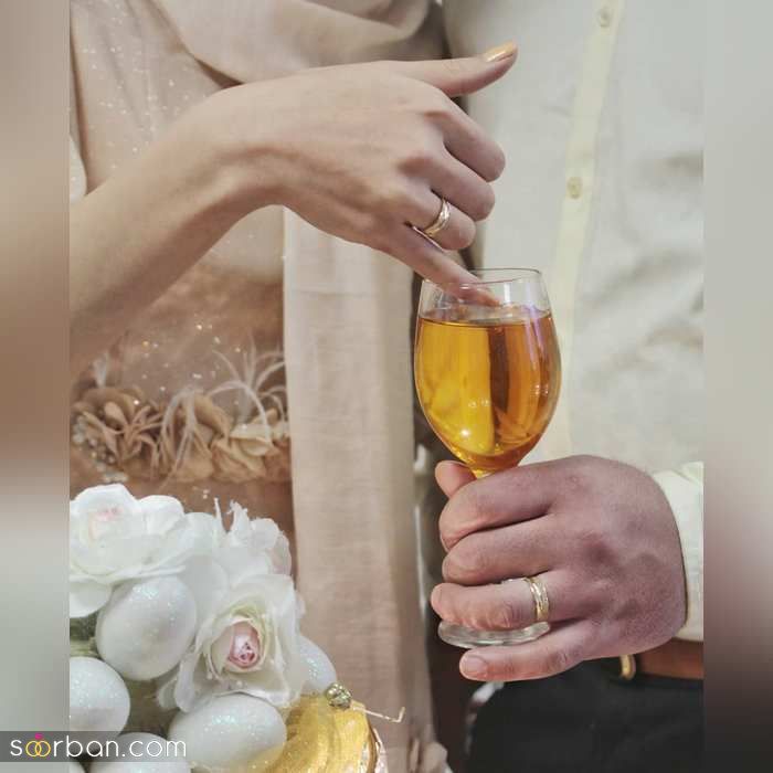 ایده ژست عکاسی با حلقه ازدواج در جشن عقد