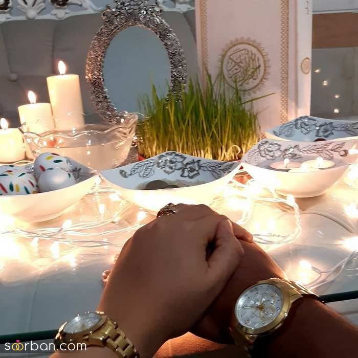 مدل سفره هفت سین عروس برای نوروز 1400 _ (تزیین سفره هفت سین عروس و داماد)