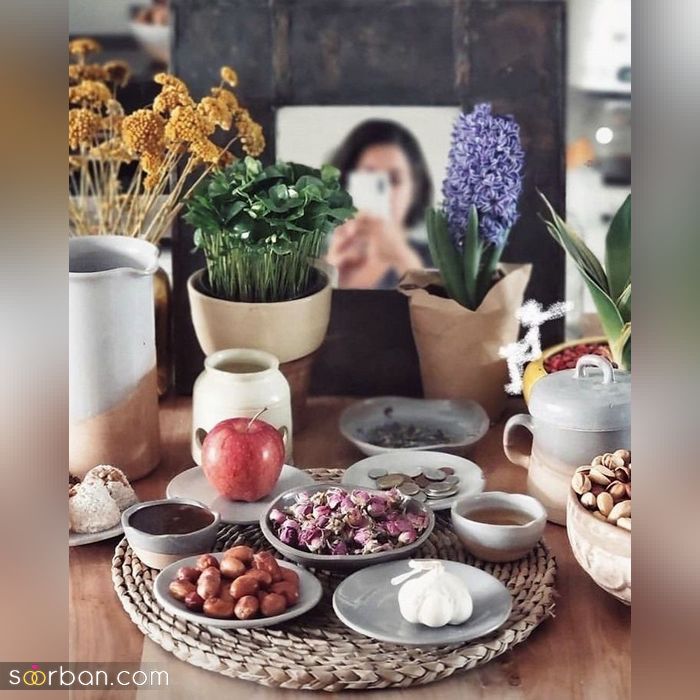 مدل سفره هفت سین عروس برای نوروز 1400 _ (تزیین سفره هفت سین عروس و داماد)
