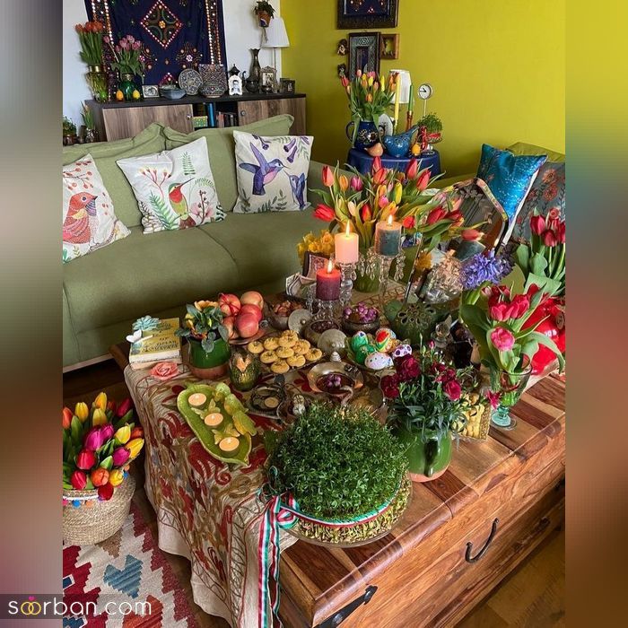 مدل سفره هفت سین عروس برای نوروز 1400 _ (تزیین سفره هفت سین عروس و داماد)