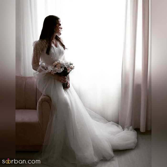 ژست تکی عروس در باغ 2021 | ژست عکس عروس در باغ به صورت رمانتیک و حرفه ای