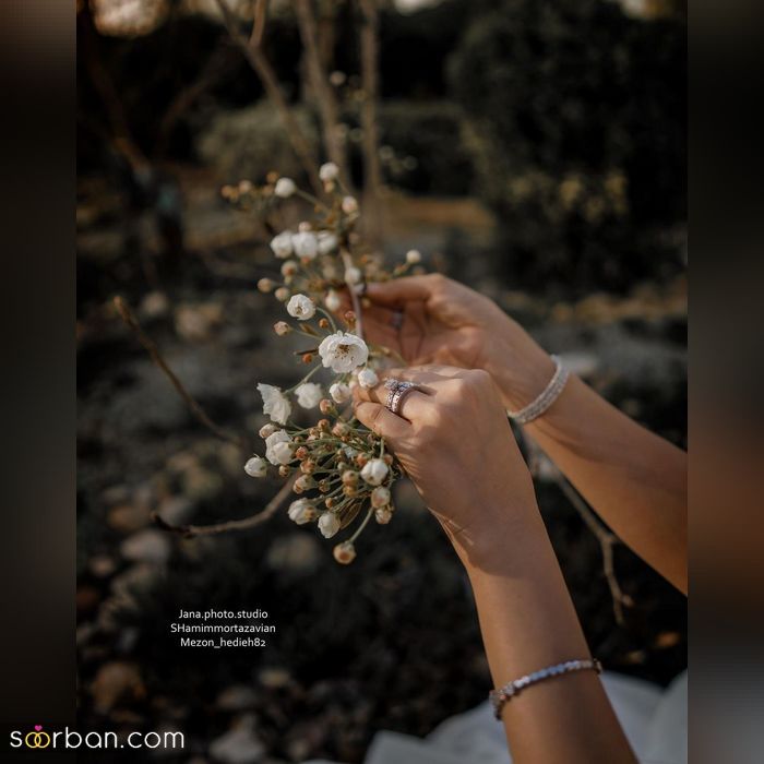 ژست تکی عروس در باغ 2021 | ژست عکس عروس در باغ به صورت رمانتیک و حرفه ای