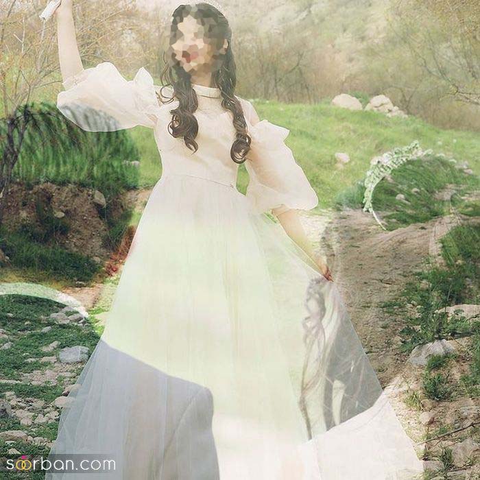 ژست تکی عروس در باغ 2021 | ژست عکس عروس در باغ به صورت رمانتیک و حرفه ای