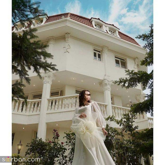 ژست تکی عروس در باغ 2021 | ژست عکس عروس در باغ به صورت رمانتیک و حرفه ای