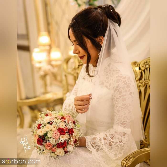 ژست های عکاسی عروس و داماد در تالار عاشقانه و حرفه ای