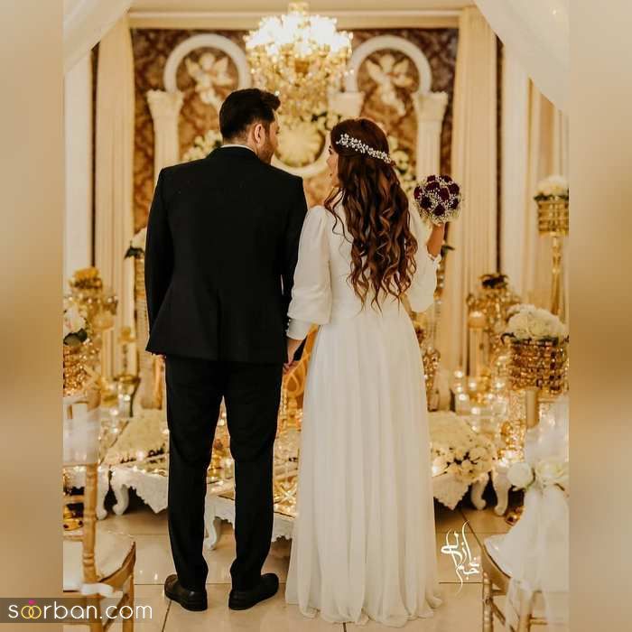 ژست های عکاسی عروس و داماد در تالار عاشقانه و حرفه ای