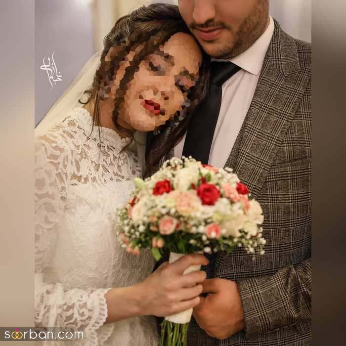 ژست های عکاسی عروس و داماد در تالار عاشقانه و حرفه ای