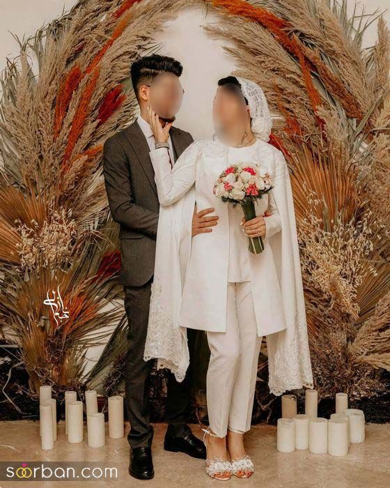 عکس عروس و داماد سر سفره عقد 2021 | عکس عقد محضری عروس و داماد 