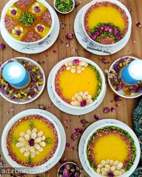 تزیین شله زرد با ایده های جالب و زیبا | تزیین شله زرد با گل محمدی