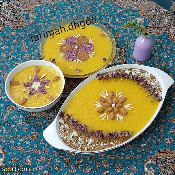 تزیین شله زرد با ایده های جالب و زیبا | تزیین شله زرد با گل محمدی