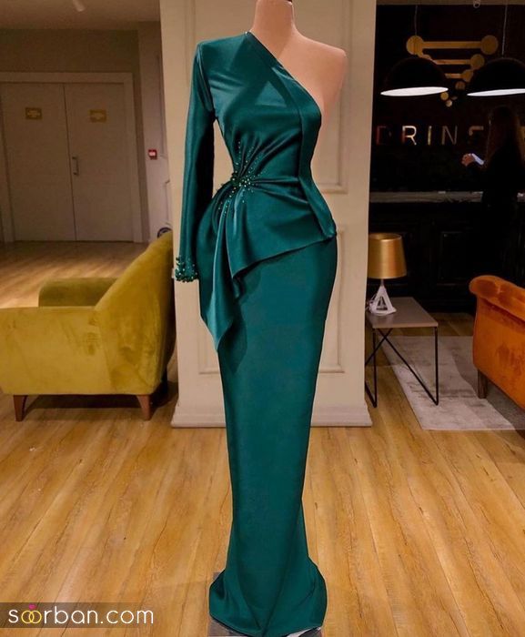 مدل لباس مجلسی بلند 2022 | لباس مجلسی بلند بسیار جذاب رنگ روشن باکلاس
