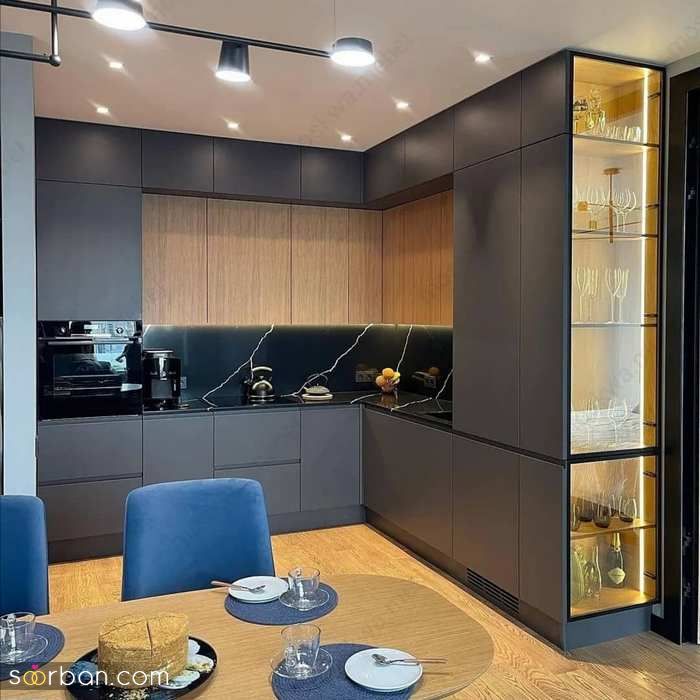 کابینت آشپزخانه 2024 | طرح جدید از انواع کابینت (هایگلاس، ام دی اف، چوب)