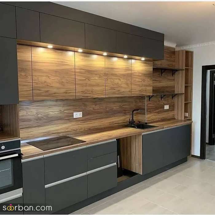 کابینت آشپزخانه 2022 | طرح جدید از انواع کابینت (هایگلاس، ام دی اف، چوب)