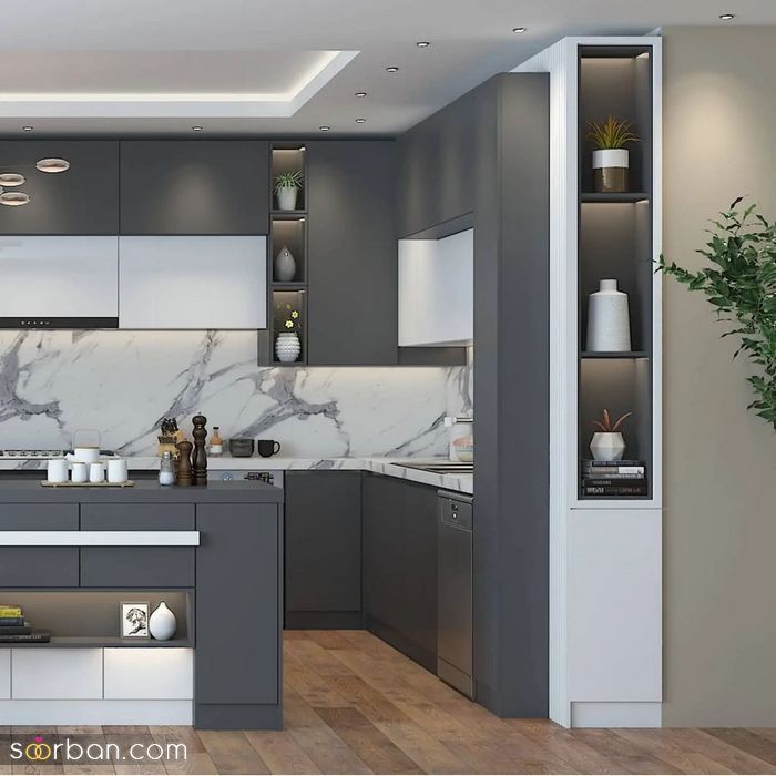 کابینت آشپزخانه 2024 | طرح جدید از انواع کابینت (هایگلاس، ام دی اف، چوب)
