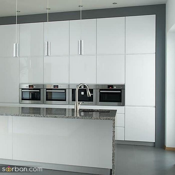کابینت آشپزخانه ساده، کابینت فوق العاده زیبای ممبران ساده با جزیره {ویژه سال 2022}