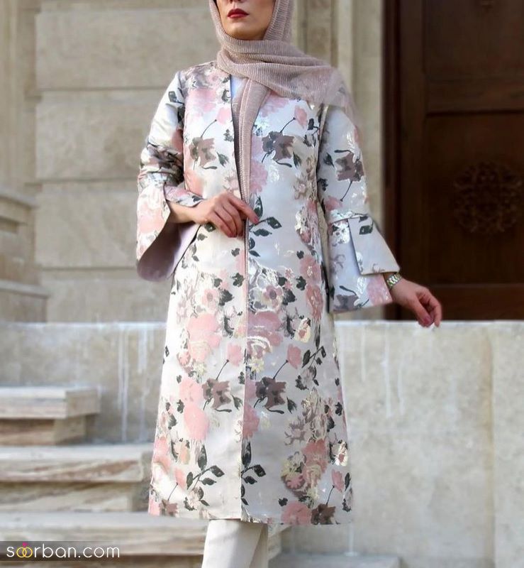مانتو عید ۱۴۰۱ | انواع مانتوهای زنانه و دخترانه  کوتاه و بلند (ژکارد-سوزن دوزی روی مانتو)