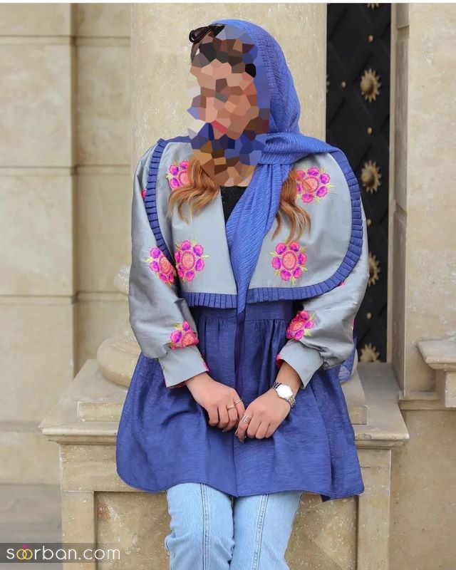 مانتو عید ۱۴۰۱ | انواع مانتوهای زنانه و دخترانه کوتاه و بلند (ژکارد-سوزن دوزی روی مانتو)