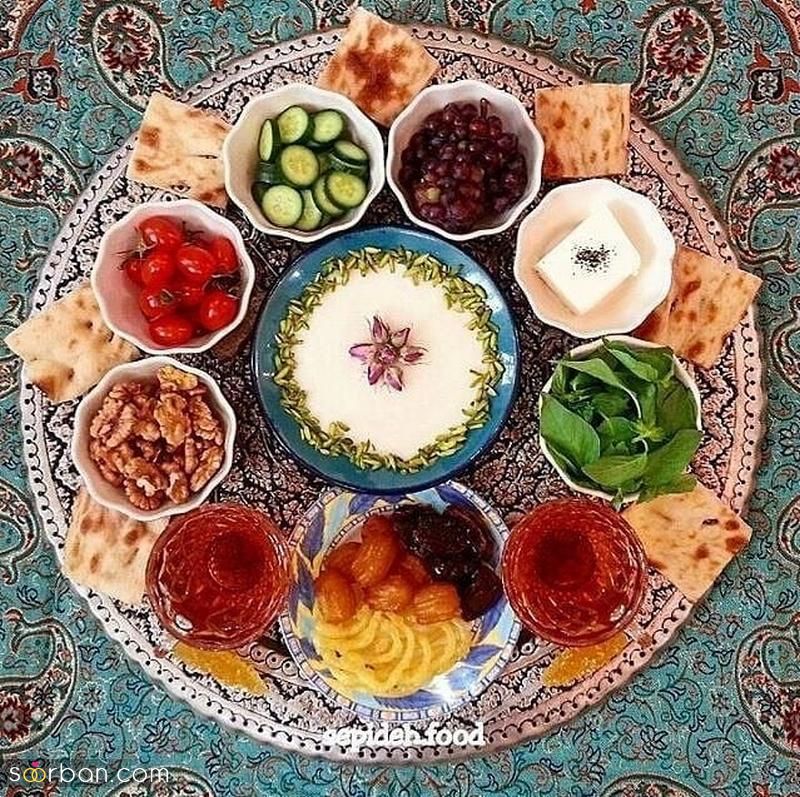 سفره افطاری ساده دونفره با دیزاین زیبا