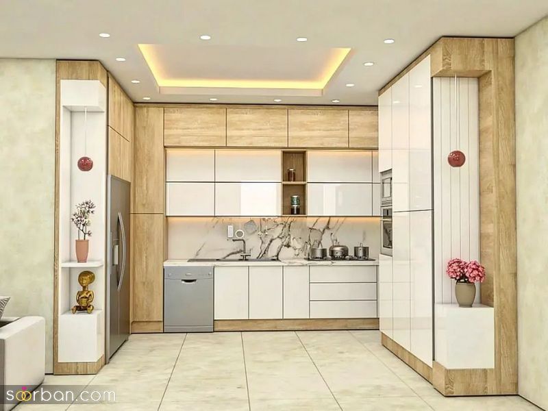 مدل کابینت آشپزخانه 1404 | کابینت 1404 با رنگ های تیره و روشن مناسب فضاهای بزرگ و کوچیک