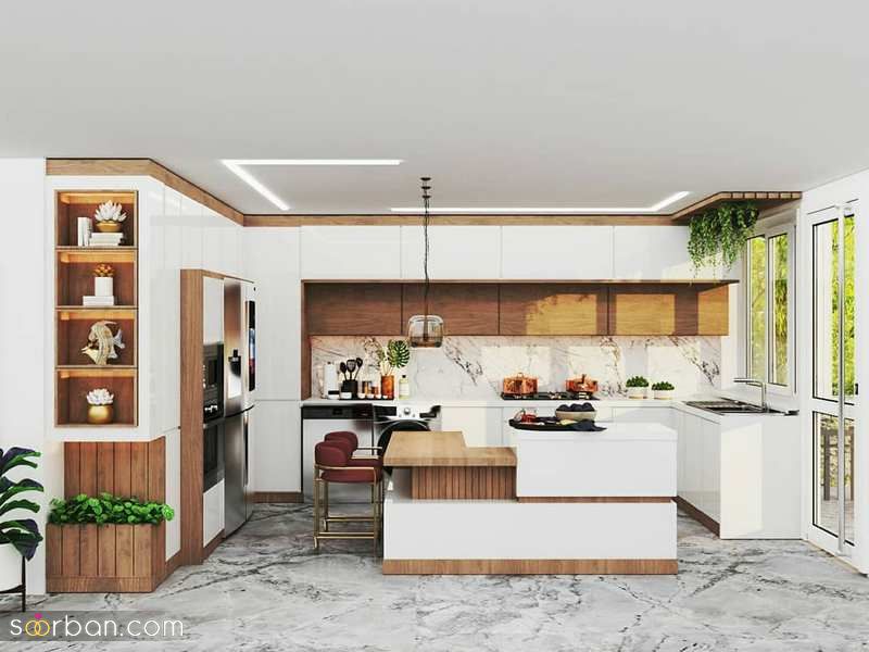 مدل کابینت آشپزخانه 1404 | کابینت 1404 با رنگ های تیره و روشن مناسب فضاهای بزرگ و کوچیک