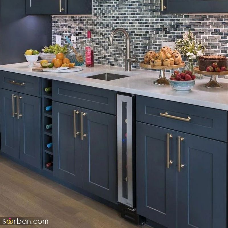 مدل کابینت آشپزخانه 1401 | کابینت با رنگ های تیره و روشن مناسب فضاهای بزرگ و کوچیک