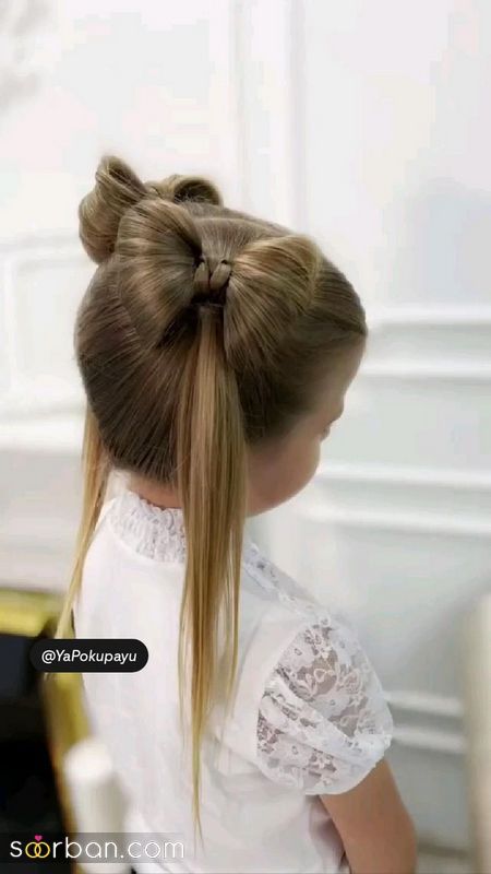 مدل مو بچه گانه 1403 همراه با بافت و گل سر های بانمک و گوگولی