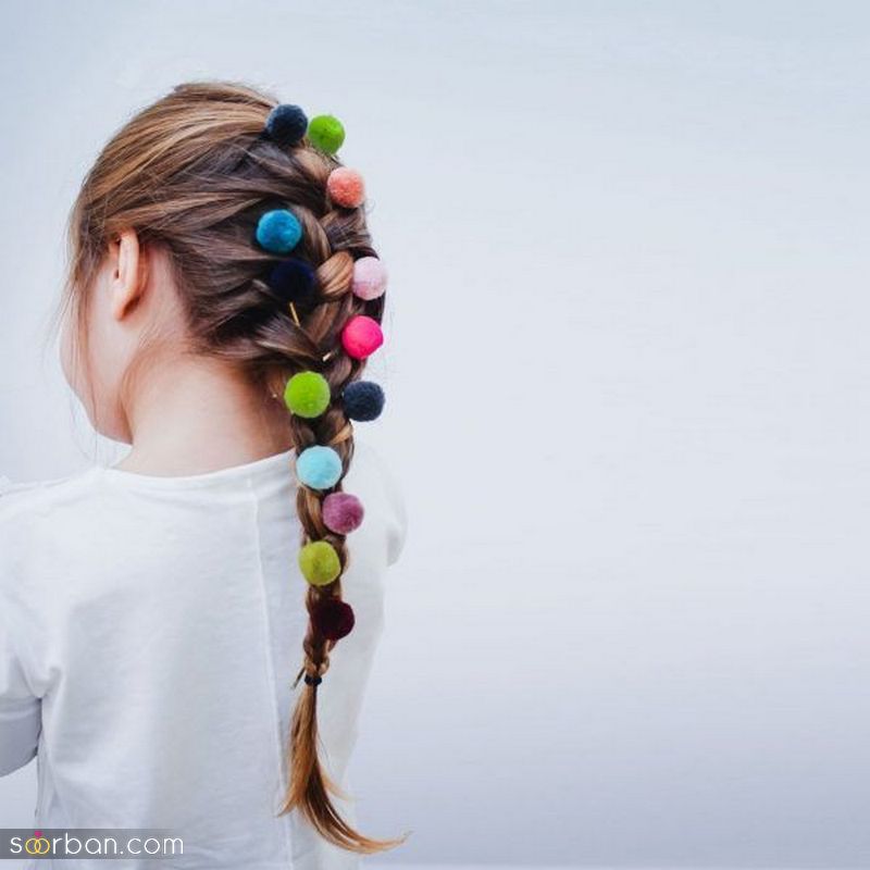 مدل مو بچه گانه 1403 همراه با بافت و گل سر های بانمک و گوگولی