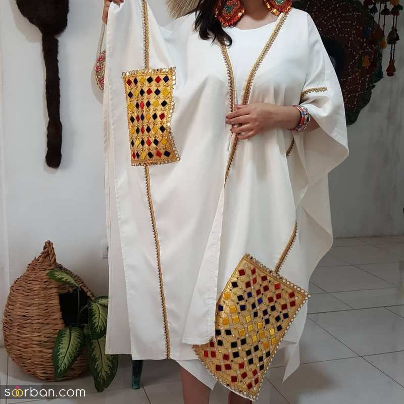 مدل مانتو سنتی ۱۴۰۱ به همراه نوار و پنل های آماده تزئینی سنتی با رنگهاد شاد