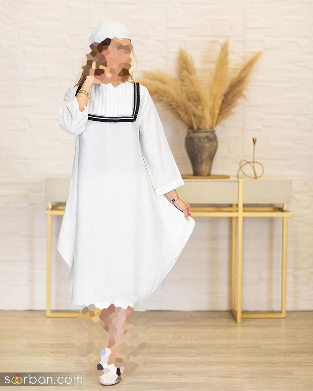 مانتو سفید رنگ 1401 کار شده با پنل مناسب برای خانمهای خوش سلیقه [کوتاه و بلند]