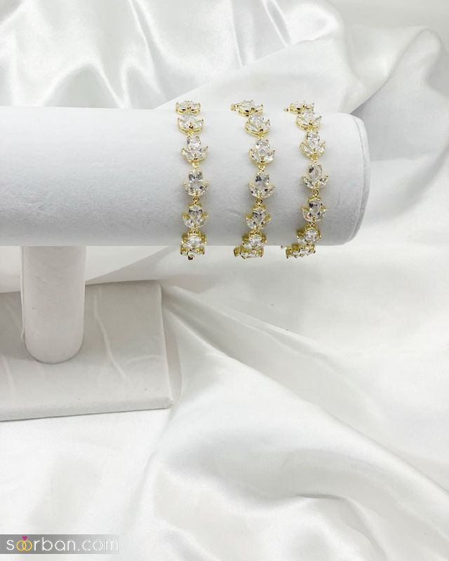 مدل النگو طلا جدید عروس 1401 ساده و پرکار با رنگ سفید و زرد رنگ