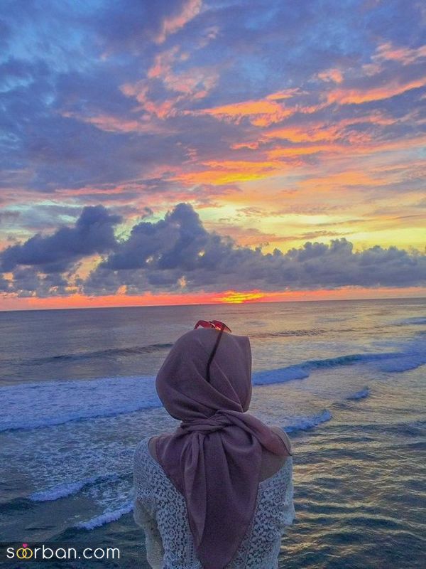 عکس پروفایل دختر با حجاب کنار دریا 1401 با ژست های متفاوت برای فضای مجازی