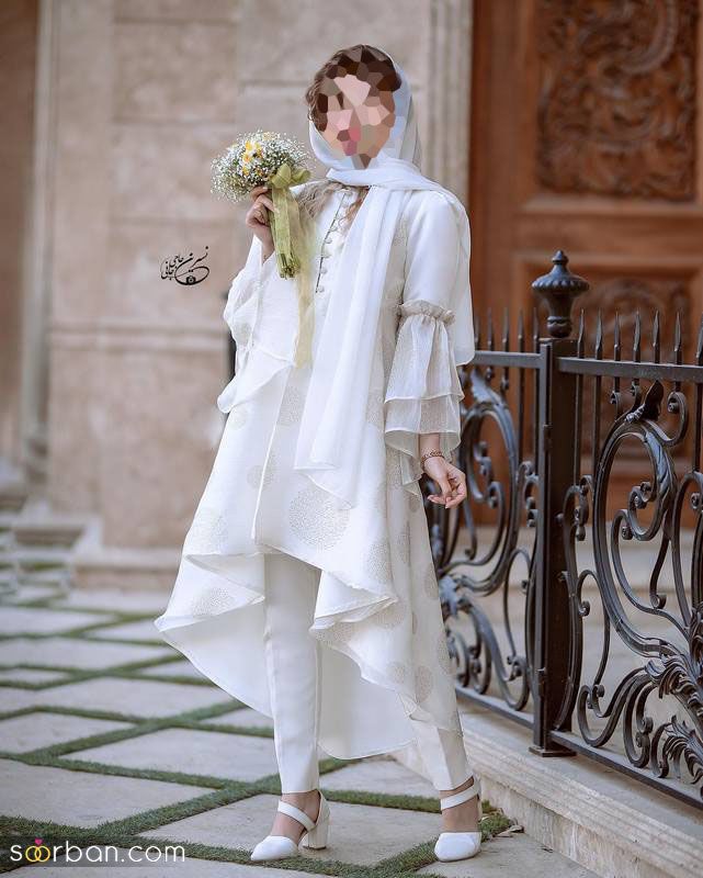 مانتو سفید محضری 1401 مخصوص عروس خانم های خوش تیپ و استایل (ساده و ژورنالی)