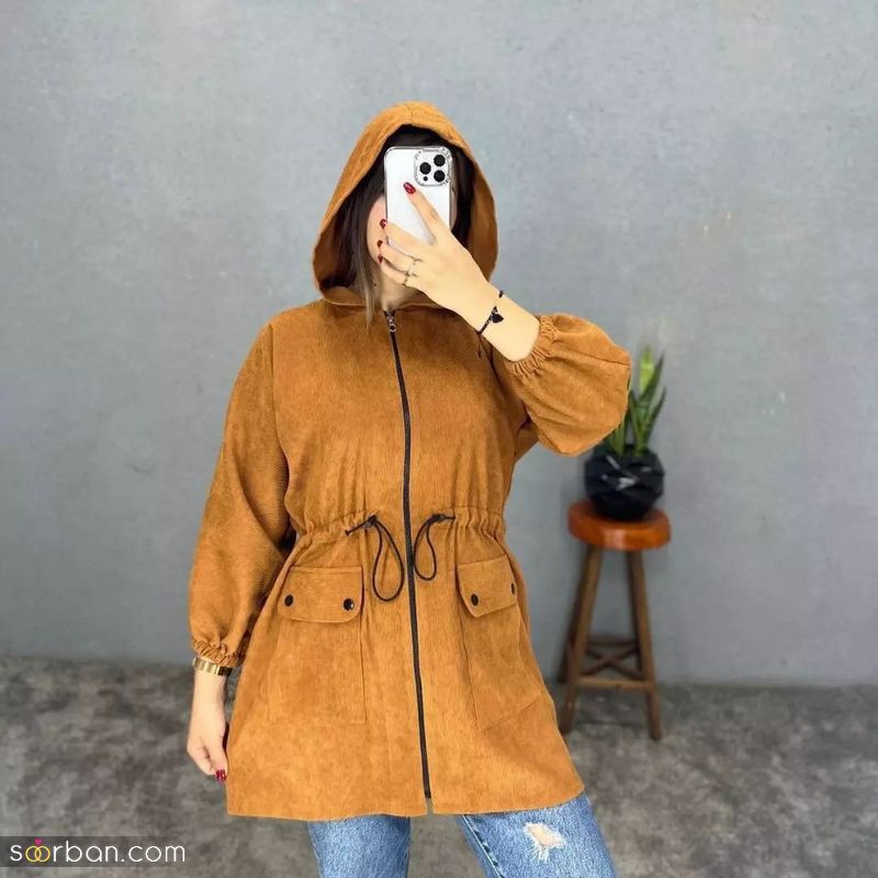 مدل مانتو پاییزه مخمل 1401 بسیار زیبا (جلو بسته و باز) در نظر گرفته شده برای انواع استایل