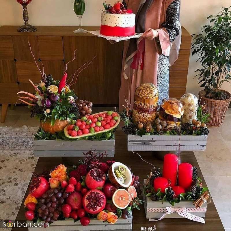 تزیین میوه شب یلدا ساده 1403 که میتوانید الگو بگیرید!
