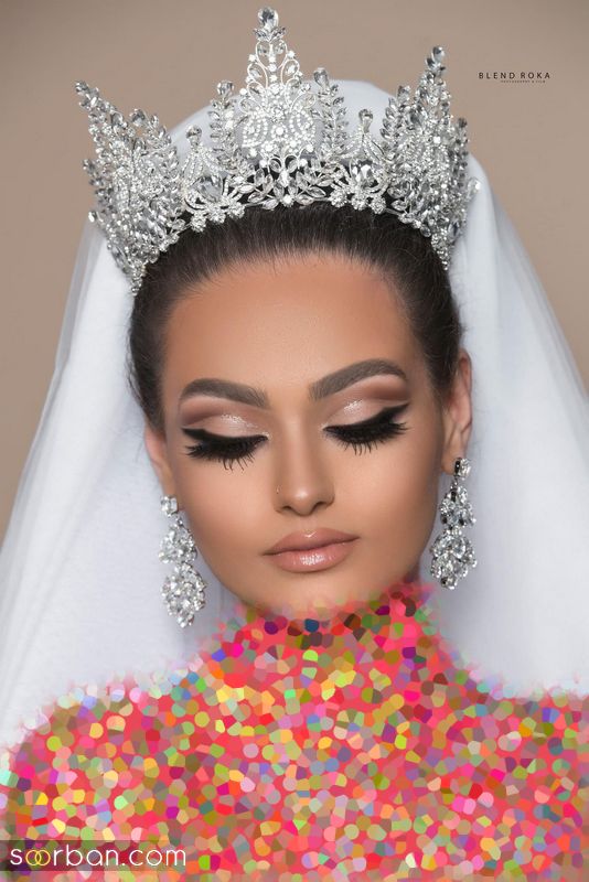 مدل مو عروس با تاج گرد 1402 برای انواع فرم چهره مربع, الماسی, قلبی, بیضی, مستطیلی 