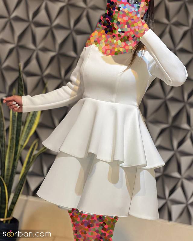 قشنگ ترین مدل لباس مجلسی ساتن دخترانه 1402 با یه پارچه ی جینگولی