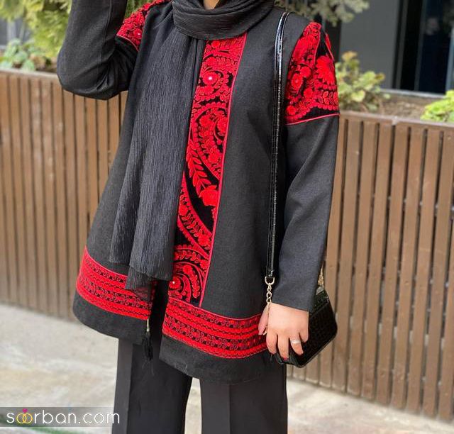 مدل مانتو ژاکارد مشکی 1403 و مجلسی که انقدر توی تن خوش فرم و زیباست که باید ببینید!
