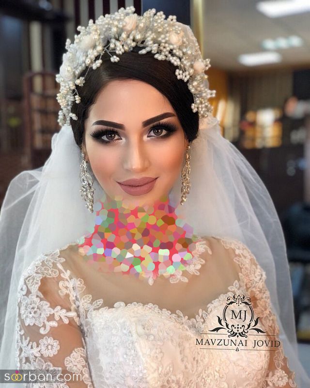 مدل مو عروس با تاج کوتاه 2023 برای صورتهای با فرم متنوع