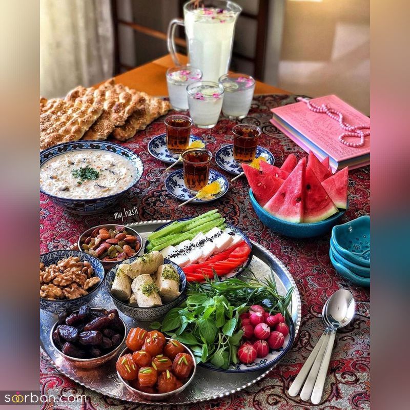 سفره افطاری شیک 1402 برای  یه ماه رمضونه خیلی خوب و پربرکت