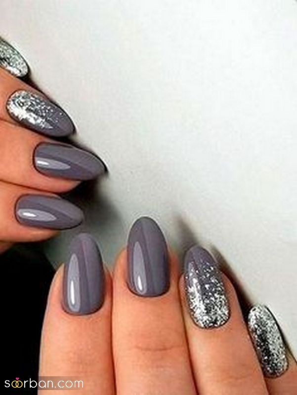 مدل ناخن خاکستری 1402 برای کاشت/ فرنچ/ طراحی (ترکیبی با رنگهای دیگر)