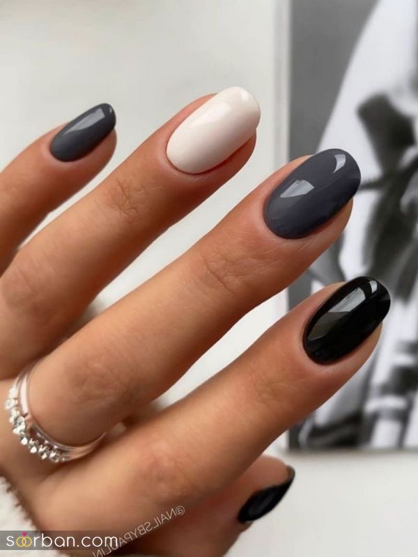 مدل ناخن خاکستری 1402 برای کاشت/ فرنچ/ طراحی (ترکیبی با رنگهای دیگر)
