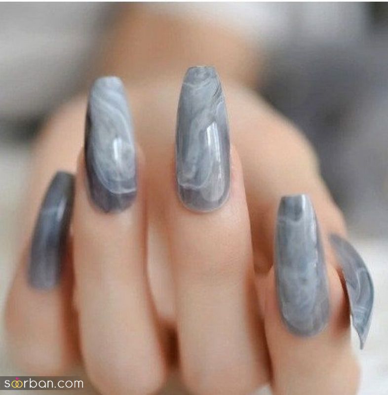 مدل ناخن خاکستری 1402 برای کاشت/ فرنچ/ طراحی (ترکیبی با رنگهای دیگر)