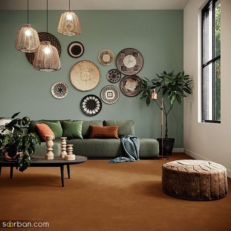 دکوراسیون منزل رنگ سبز 1402 با تناژ و ترکیب رنگ های متنوع لاکچری پسند