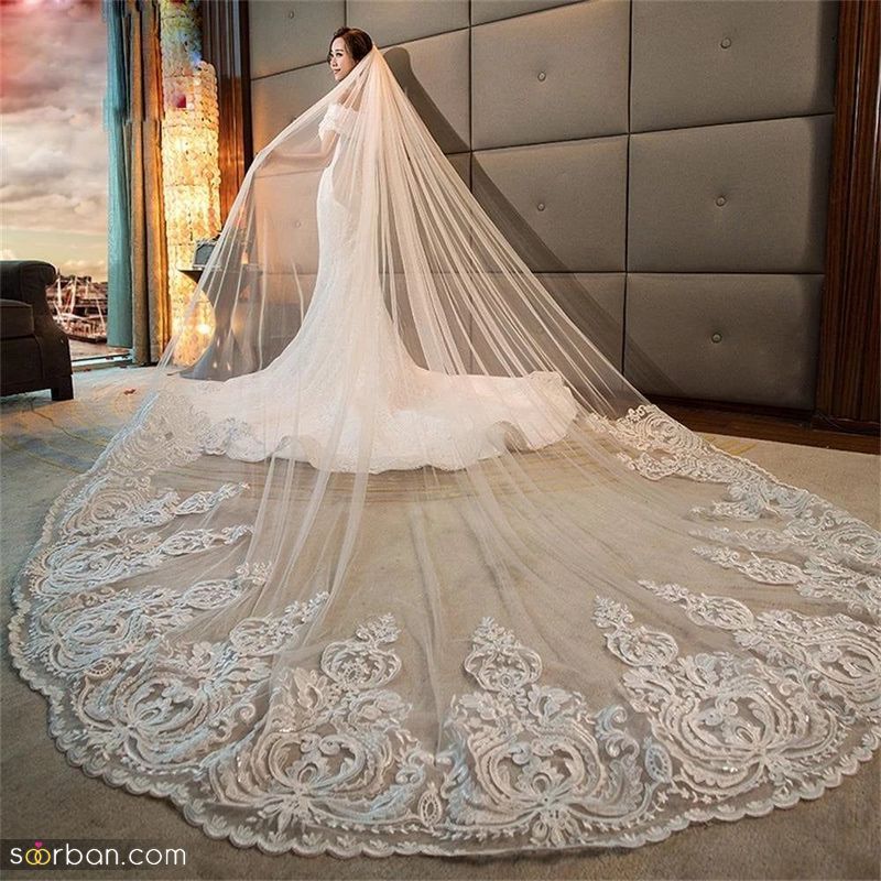 مدل تور عروس بلند 1402 برای عروس خانم های خوش سلیقه