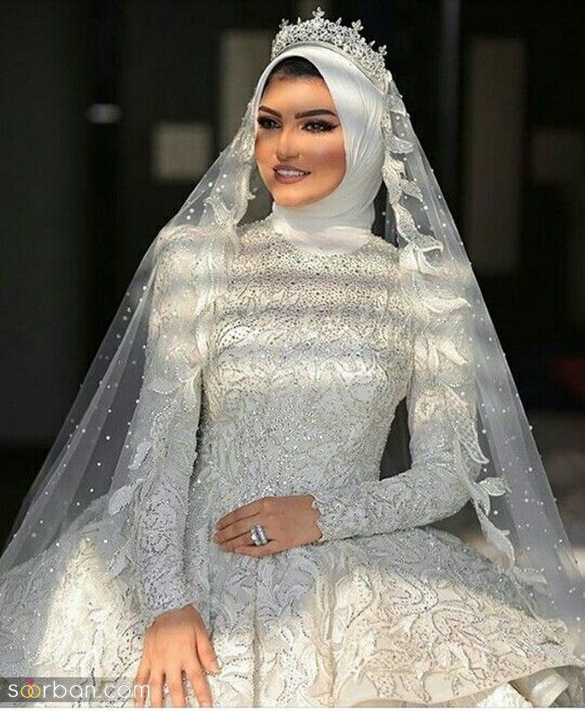 مدل تور عروس پوشیده 1402 پر از کار دست و پارچه ها گیپورگران قیمت